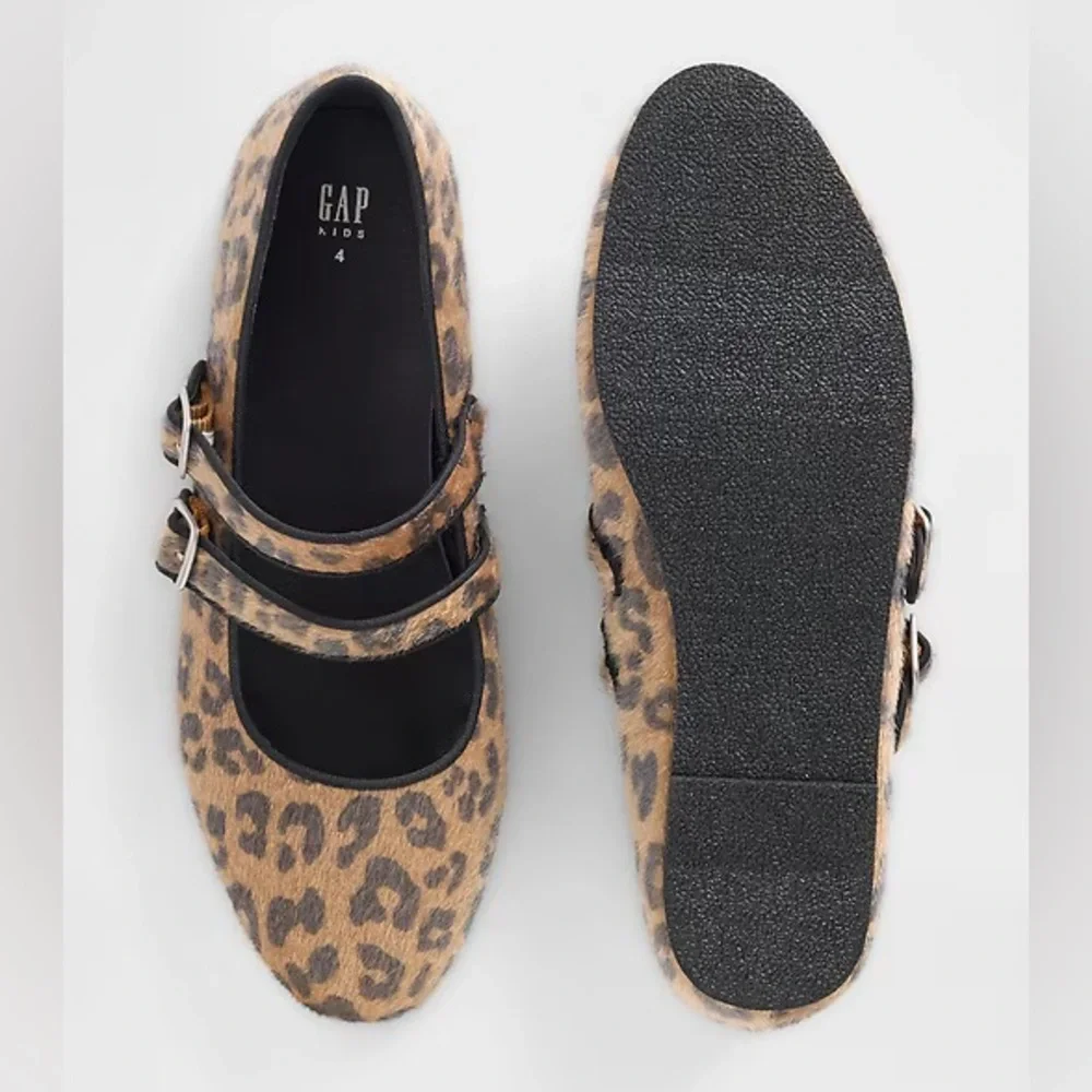 GAP Kids girls’ leopard double-strap ballet flats 🐆